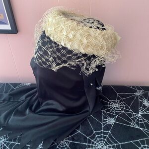 Vintage Cream Hat with Veil